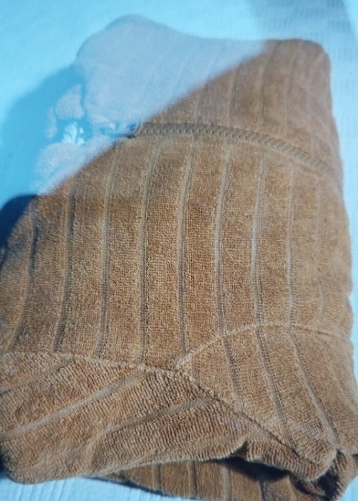 İçi pelüş kapüşonlu unisex  ÇOCUK kahverengi örgü mont - Görsel 4