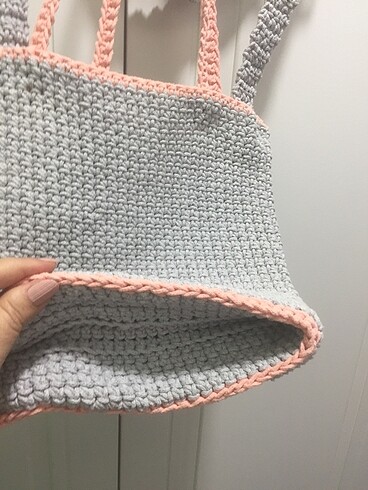 Tığ işi 2 saplı çanta - Görsel 3