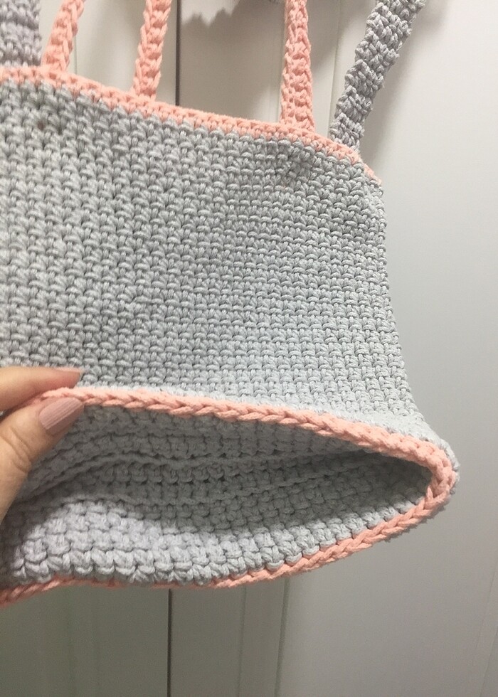 Tığ işi 2 saplı çanta - Görsel 3