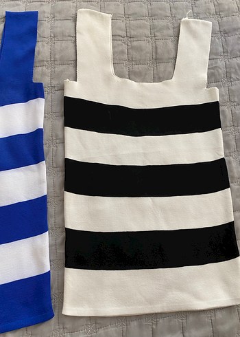 Çizgili Örme Kadın Askısız Atlet İkili - Görsel 3