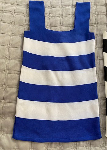 Çizgili Örme Kadın Askısız Atlet İkili - Görsel 2