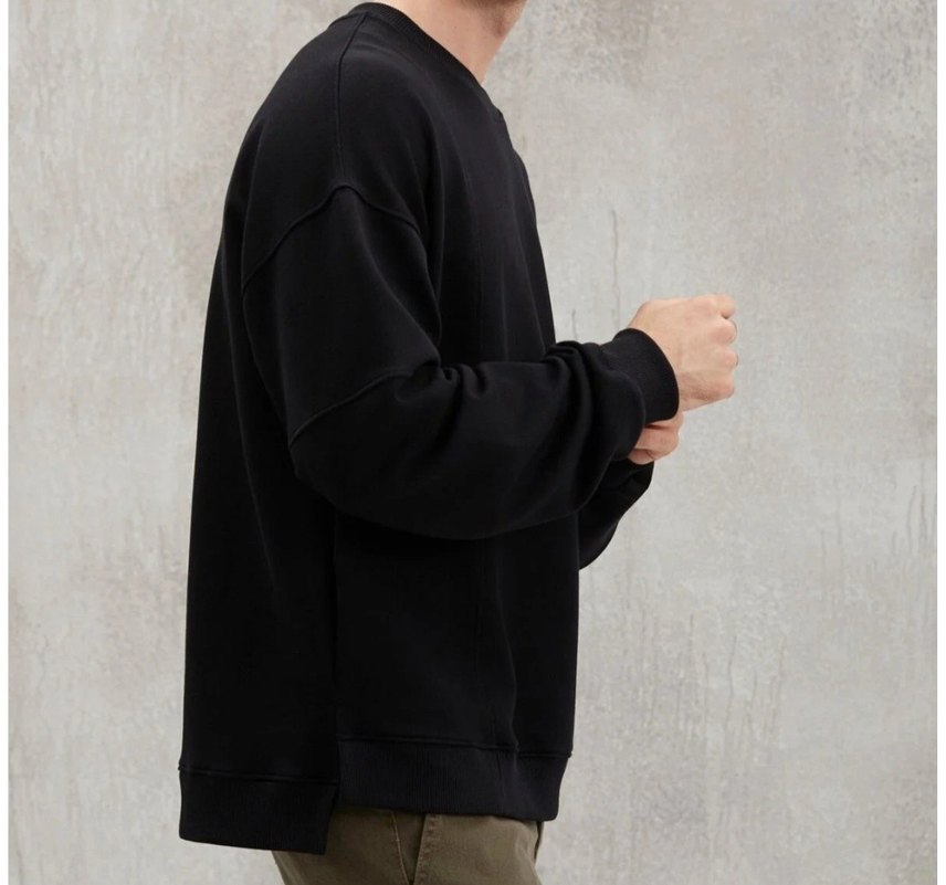 Siyah Oversize Erkek Sweatshirt - Görsel 2