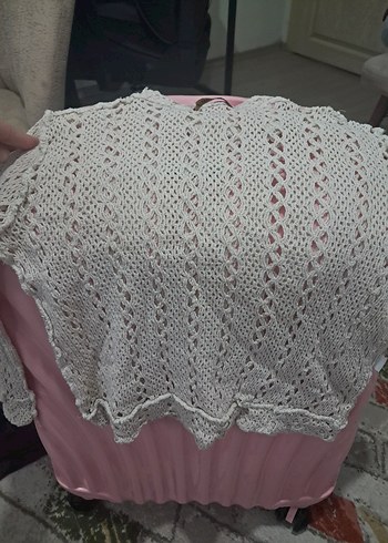 Bohem Gri Örgü Kadın bluz - Görsel 2