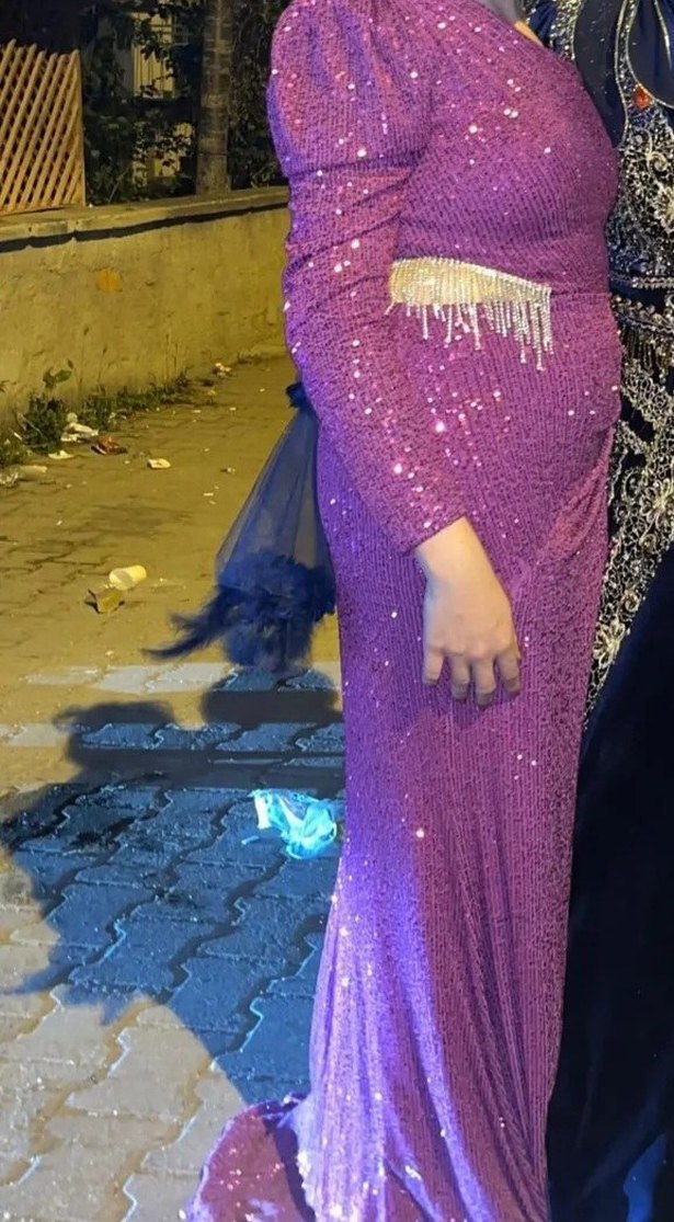 fuşya payetli abiye - Görsel 2