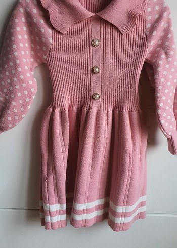 Pembe Triko Kız Çocuk Elbise