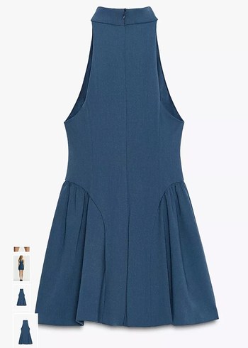 Kadın Lacivert Mini Deri Elbise - Görsel 5