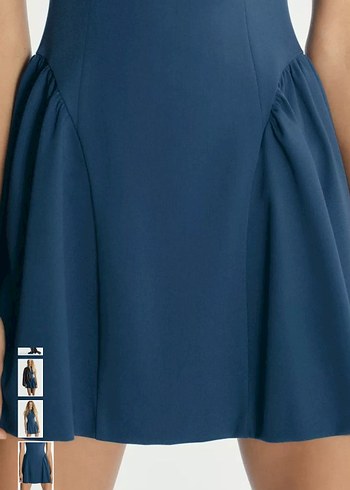 Kadın Lacivert Mini Deri Elbise - Görsel 3