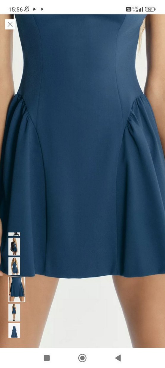 Kadın Lacivert Mini Deri Elbise - Görsel 3