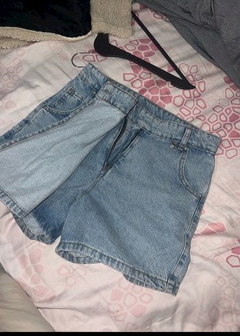 Zara Fırfırlı Mavi Mini Denim Şort