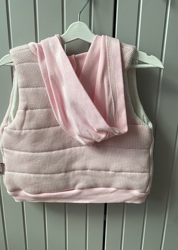 Kız Çocuk Pembe Nakışlı Örgü Yelek - Görsel 2