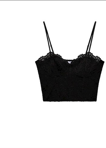 Siyah Dantelli V Yaka Strappy Bustier zara