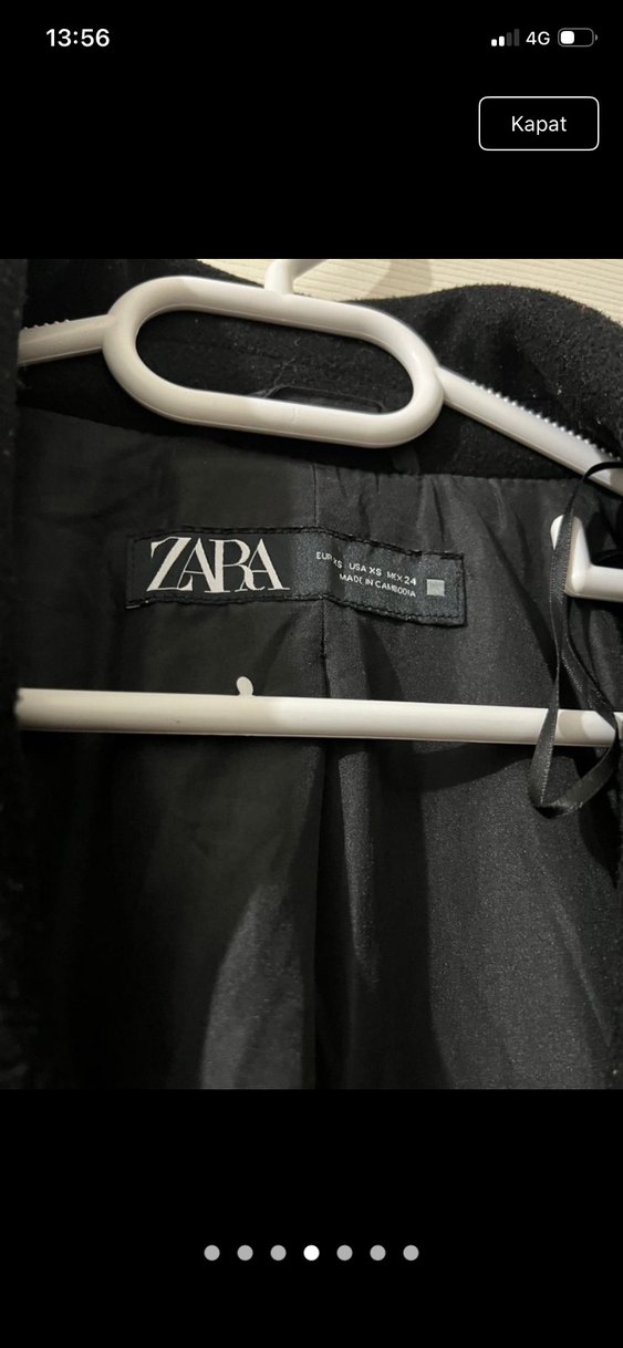 Zara Siyah Çift Düğmeli Kaban - Görsel 4