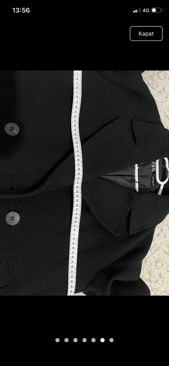 Zara Siyah Çift Düğmeli Kaban - Görsel 5