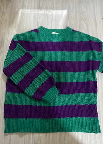 Çizgili, Örgü Kadın Kazak - Görsel 2