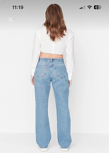 xs Beden mavi Renk Mavi Düşük Bel Geniş Paça Wide Leg Jeans