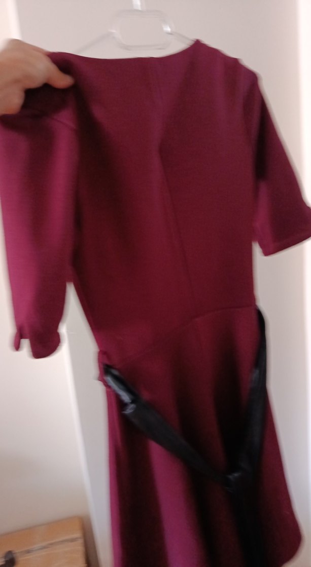 bordo kışlık ,şık elbise - Görsel 4