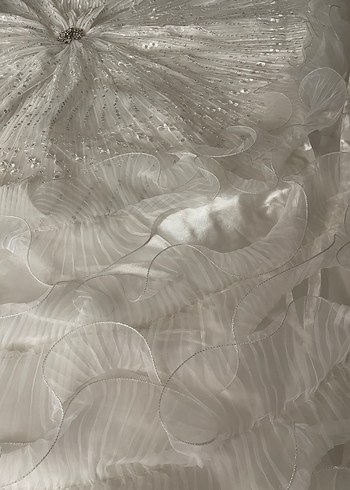 İşlemeli Beyaz Parlak Yatak Örtüsü - Görsel 2