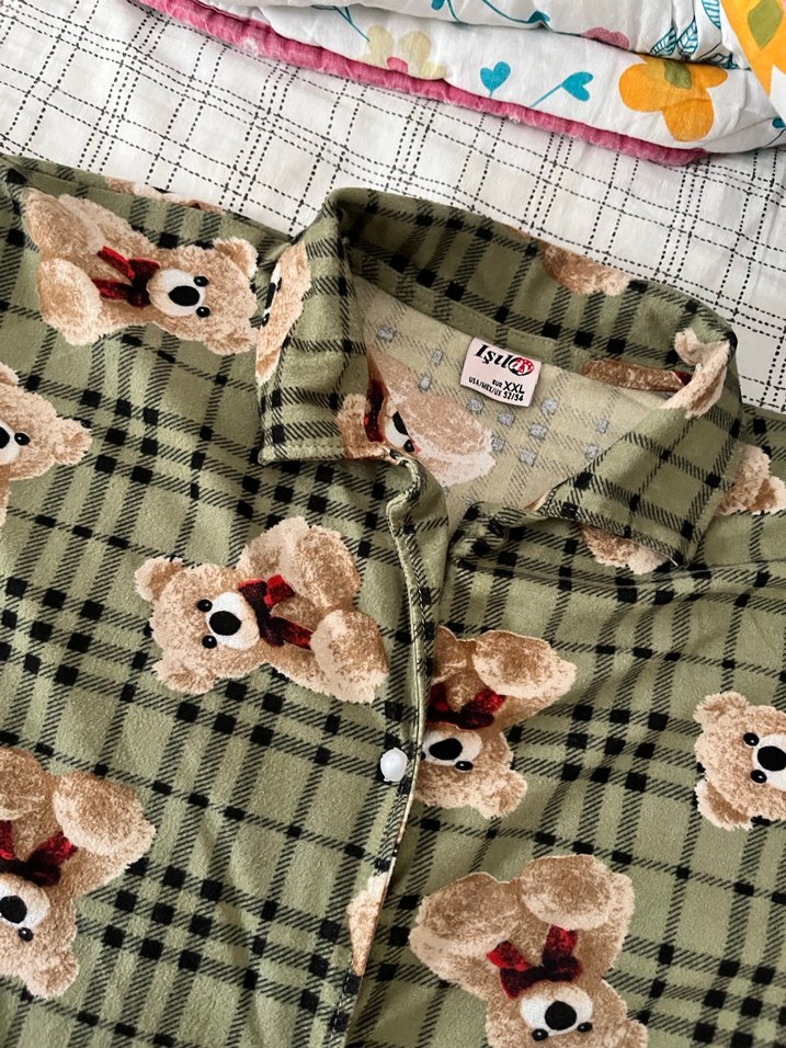 Düğmeli Uzun Kollu Bohem Desenli Kadın Gömlek - Görsel 2