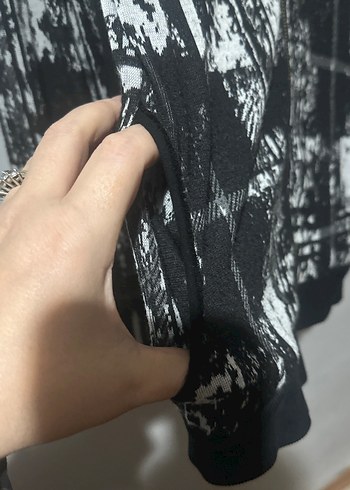 40 Beden Gri Baskılı Fermuarlı Kadın Ceket