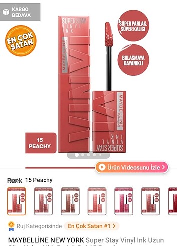 Maybelline vinly peach ruj