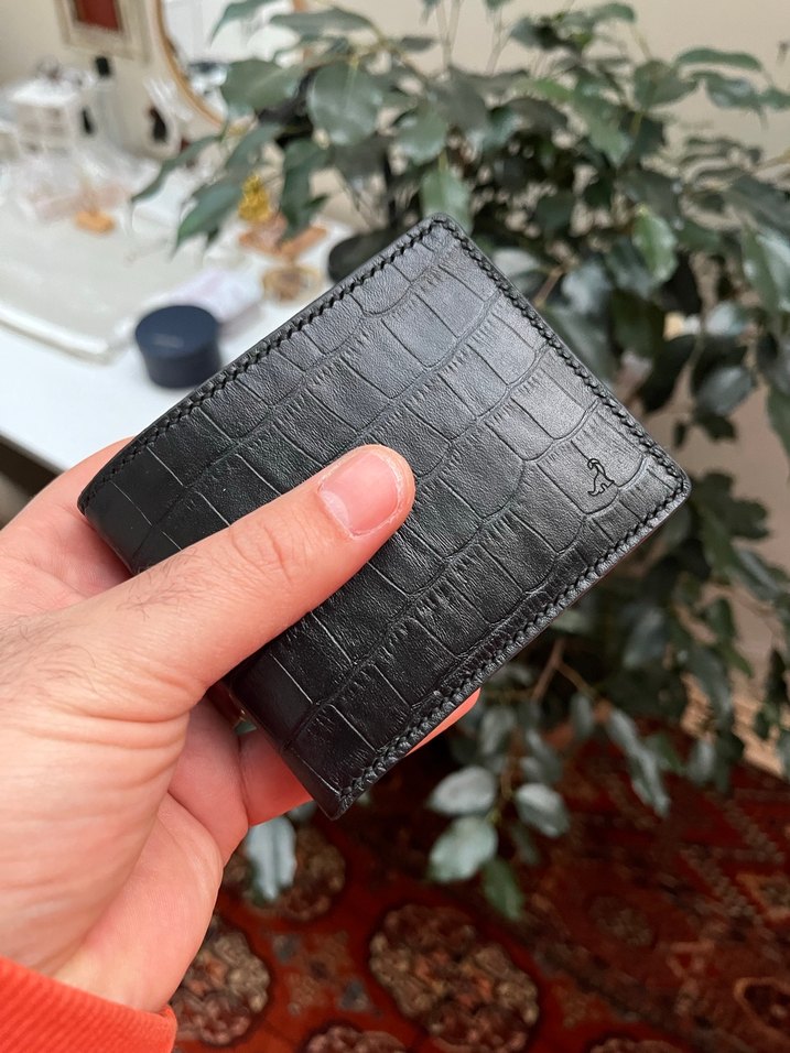 El Yapımı Gerçek Deri Siyah Erkek Cüzdan - Görsel 2