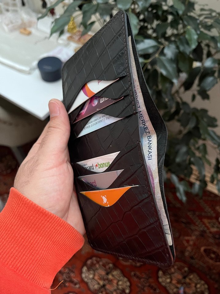 Siyah Gerçek Dan Derisi Timsah Desenli Erkek Cüzdan - Görsel 4