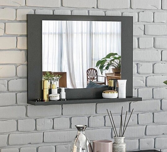 Beden Antrasit 60x45 cm raflı ayna