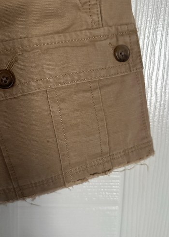 Bej Keten Midi Hamile Şortu - Görsel 3