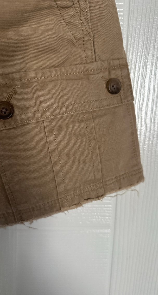 Bej Keten Midi Hamile Şortu - Görsel 3