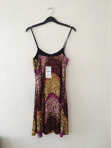 Stradivarius Stradivarius payetli gold mini elbise