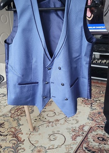 Erkek Mavi Regular takım elbise kına düğün - Görsel 2