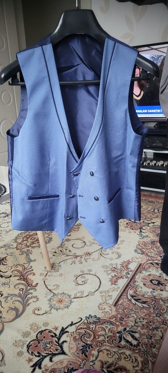 Erkek Mavi Regular takım elbise kına düğün - Görsel 2