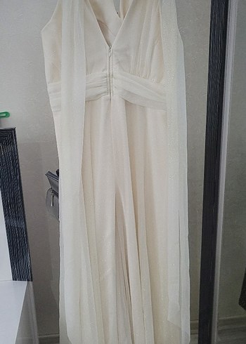 Modern Klasik Krem Uzun Gelinlik - Görsel 2