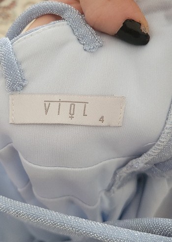 Mavi Pilili Uzun Abiye Elbise - Görsel 3