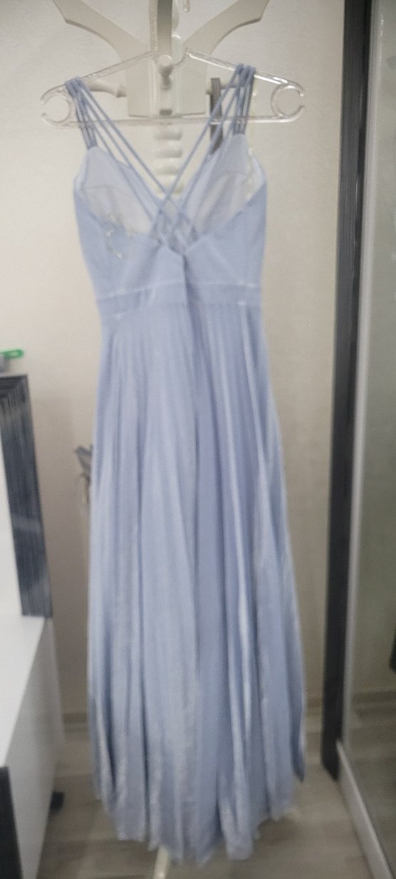 Mavi Pilili Uzun Abiye Elbise - Görsel 2