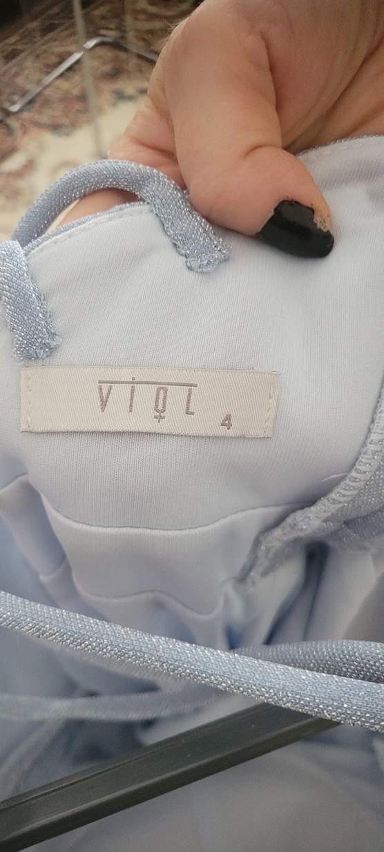 Mavi Pilili Uzun Abiye Elbise - Görsel 3