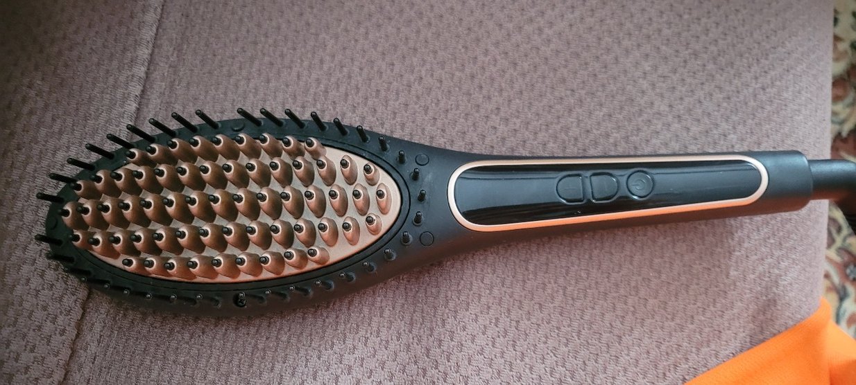 Kahverengi Dijital Ekranlı Saç Düzleştirici Fırça - Görsel 2