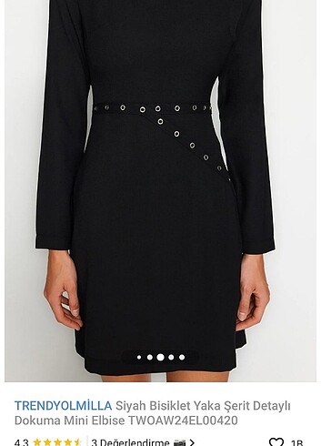 42 Beden siyah Renk Şerit detaylı mini dokuma elbise 