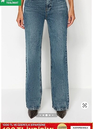 38 Beden mavi Renk Yüksek bel wide leg jeans 