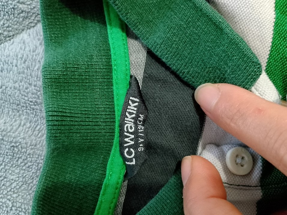 Yeşil Gri Çizgili Uzun Kollu çocuk Polo Tişört - Görsel 4