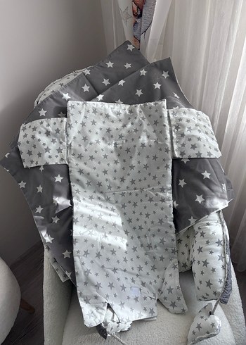 Gri Yıldız Desenli Bebek yatak seti - Görsel 5