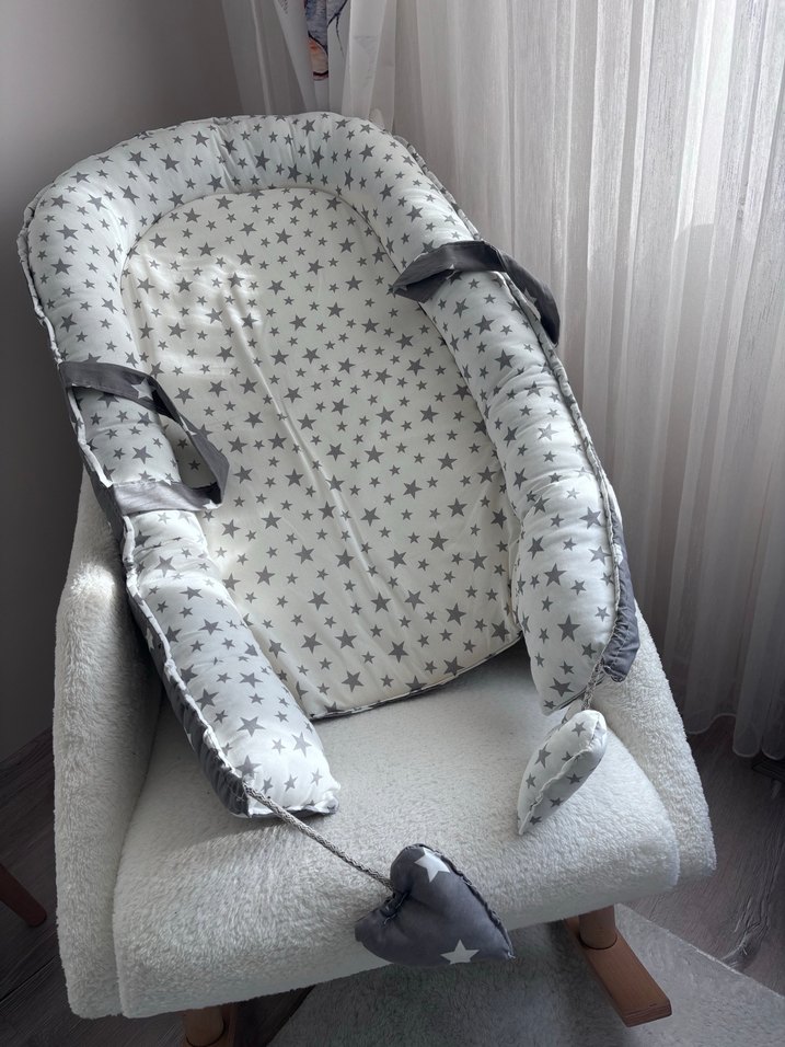 Gri Yıldız Desenli Bebek yatak seti - Görsel 2