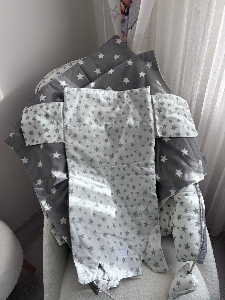 Gri Yıldız Desenli Bebek yatak seti - Görsel 5