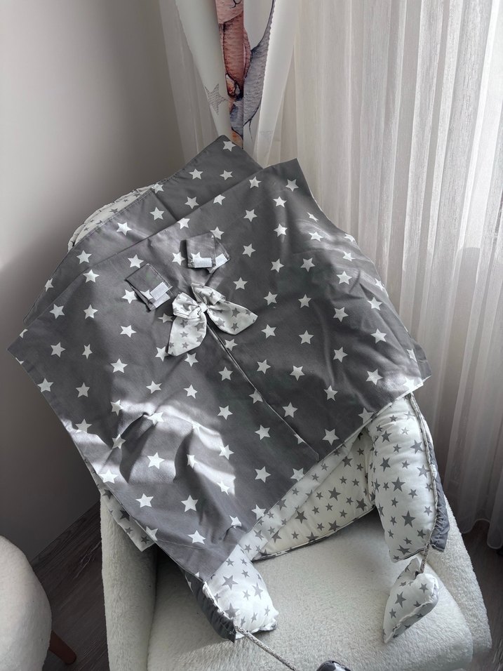 Gri Yıldız Desenli Bebek yatak seti - Görsel 4