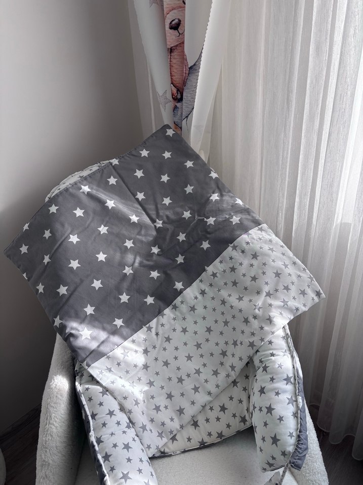 Gri Yıldız Desenli Bebek yatak seti - Görsel 3