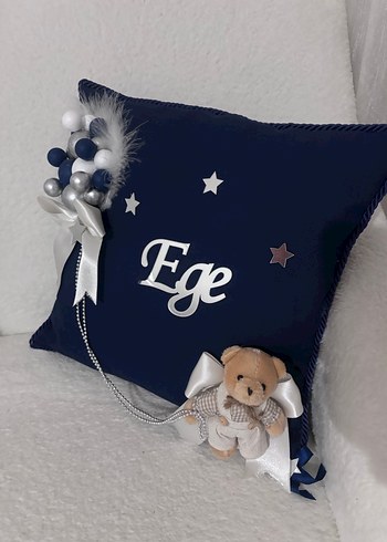 Mavi Bulutlu Bebek Kapı Süsü ve Yastık - Görsel 7