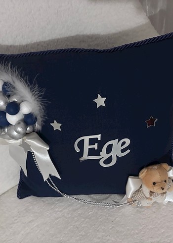 Mavi Bulutlu Bebek Kapı Süsü ve Yastık - Görsel 6