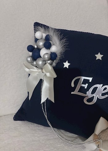 Mavi Bulutlu Bebek Kapı Süsü ve Yastık - Görsel 8