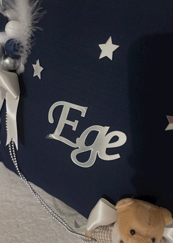 Mavi Bulutlu Bebek Kapı Süsü ve Yastık - Görsel 9