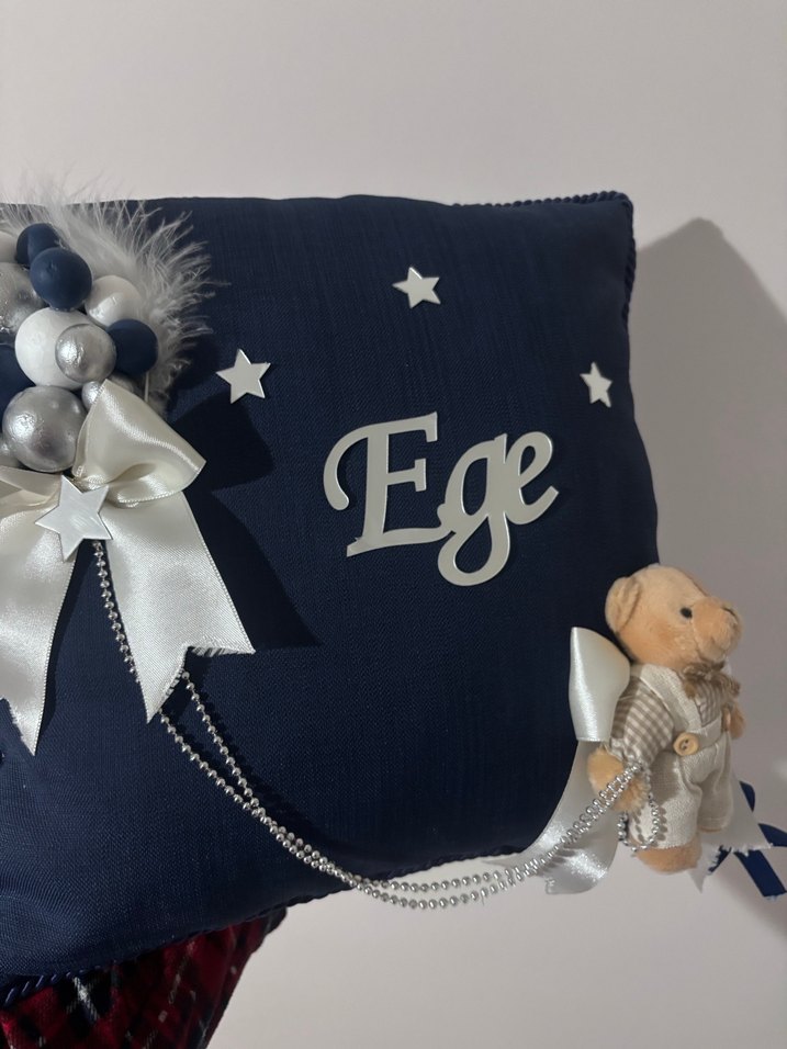 Mavi Bulutlu Bebek Kapı Süsü ve Yastık - Görsel 5